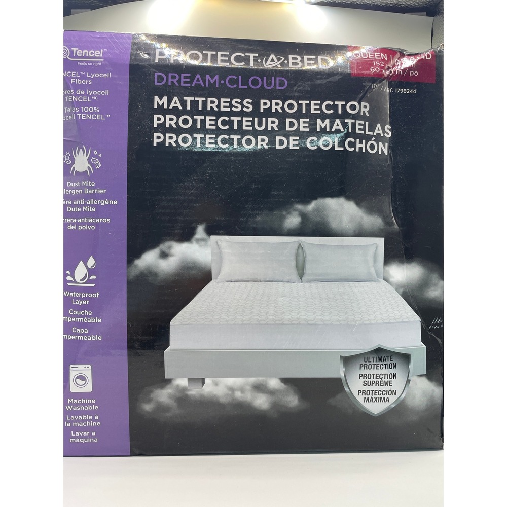 Protect-A-Bed Dream-Cloud Mattress Protector Queen White NEW Waterproof Tencel
